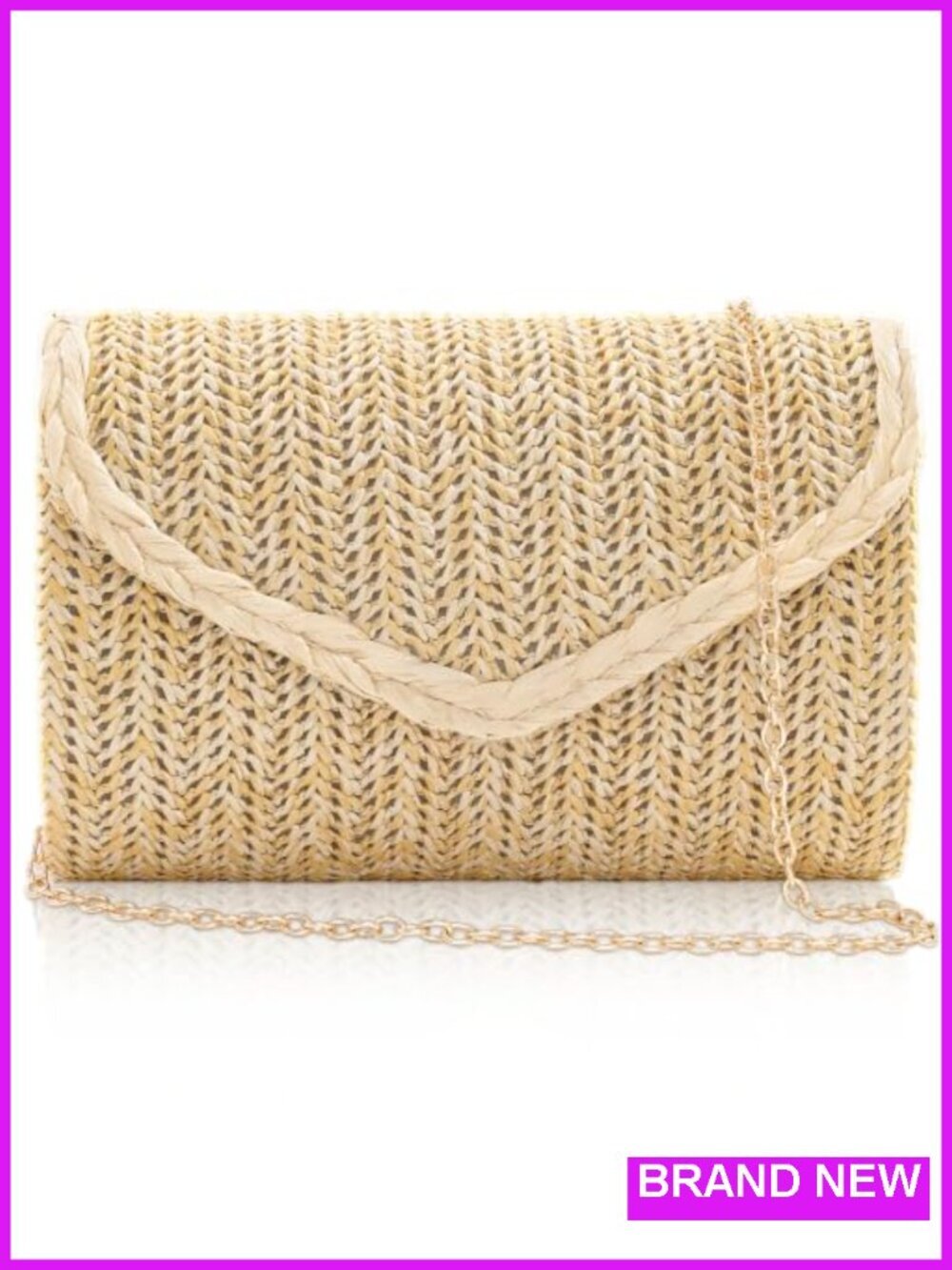 Straw Clutch Purse Envelope Summer Evening Handbag Beach Wedding